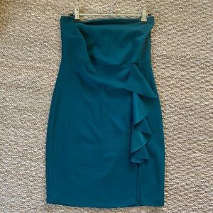 Green Strapless Ruffle Dress